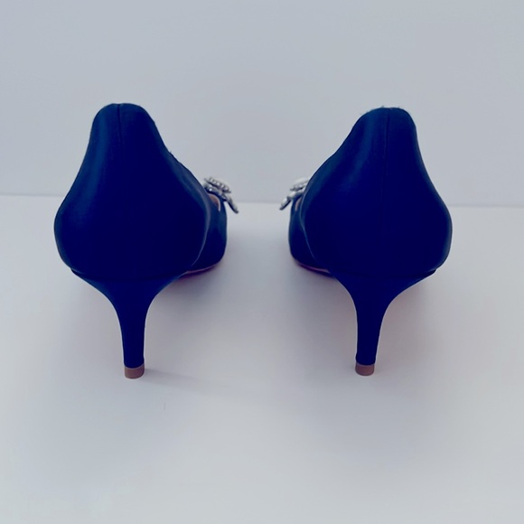 *Badgley Mischka Royal Blue Satin Pumps  Rhinestone Embellishment Size 5 - Picture 5 of 15